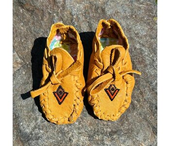 Hand Made New Baby Moccasin with geometric beading by Dena Leon