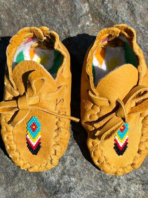 Hand Made New Baby Moccasin with Multi Color beading by Dena Leon