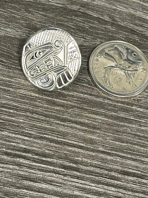 1"  Hand Carved Silver Golf Ball Marker - Bear by Richard Lang