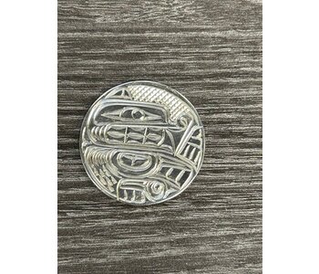 1.25" Hand Carved Silver Golf Ball Marker - Wolf by Richard Lang