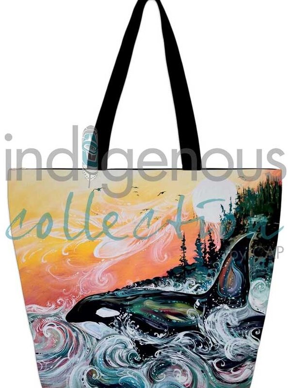 Large Canvas Tote Killer Whale Sunset by Carla Joseph