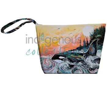 Small Canvas Tote Bag Killer Whale Sunset by Carla Joseph
