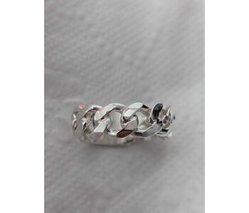 Cuban Chain Style Hand Carved Silver Ring with Peridot s10.5 - Eagle by Richard Lang