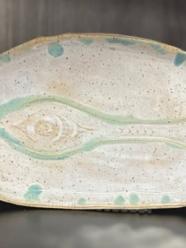 Pottery Plate w paddle design by Cynthia Robinson