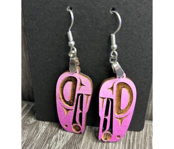 Coast Salish Raven Earrings Purple by Raven Wolden