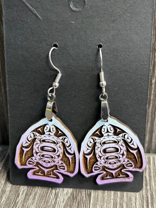 Purple Turtle Earrings by Raven Wolden