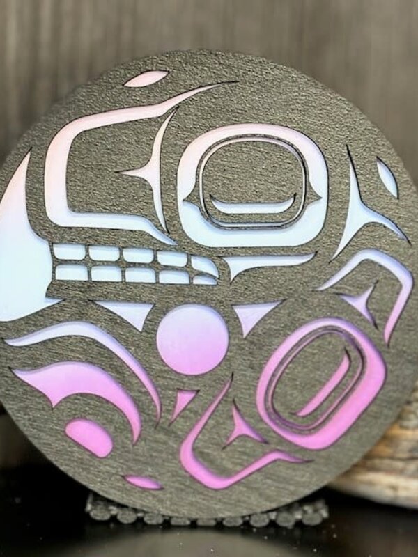 5" Wall Plaque - Coast Salish Bear with gradient  by Raven Wolden