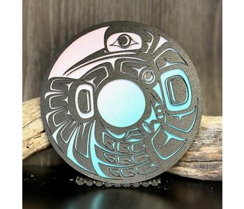 5" Wall Plaque - Hummingbird Spindle whorl gradient by Raven Wolden