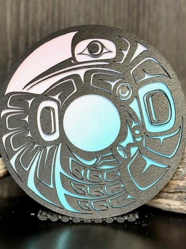 5" Wall Plaque - Hummingbird Spindle whorl gradient by Raven Wolden