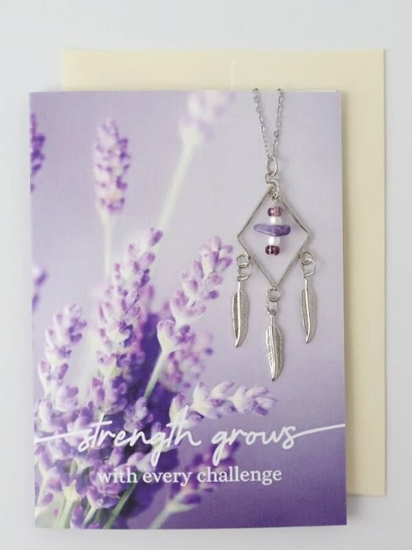 "Strength Grows" Amethyst Diamond Necklace Greeting Card