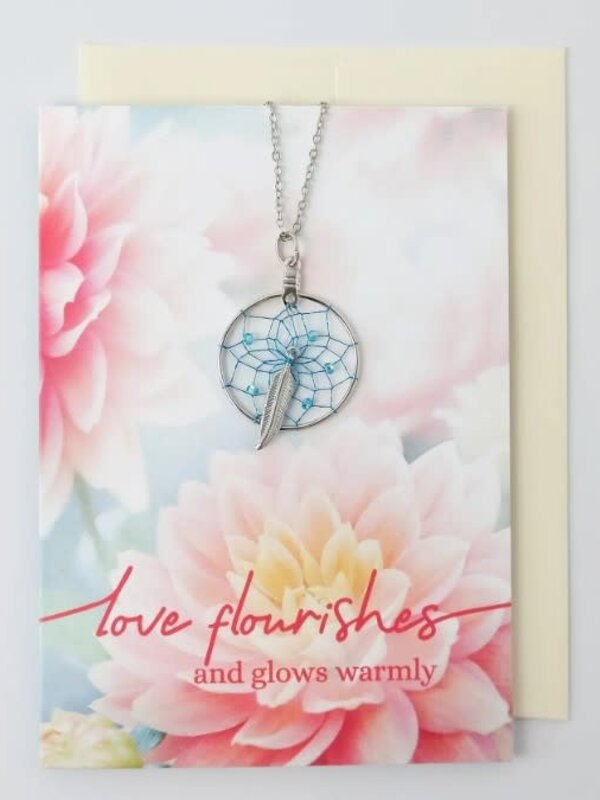 "Love Flourishes" Dream Catcher Necklace Greeting Card