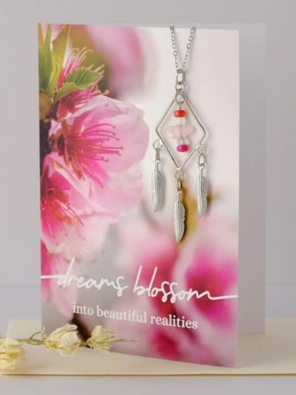 "Dreams Blossom" Rose Quartz Diamond Necklace Greeting Card