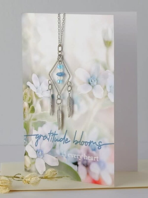 "Gratitude Blooms" Aquamarine Diamond Necklace Greeting Card