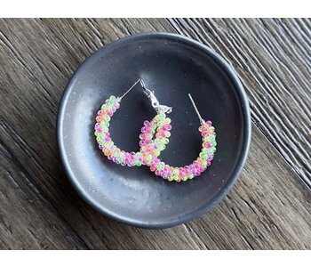 Medium Beaded Hoop Earrings by Jenn Carman
