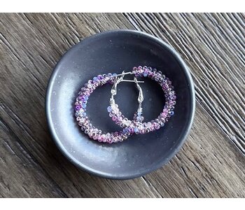 Medium Beaded Hoop Earrings by Jenn Carman