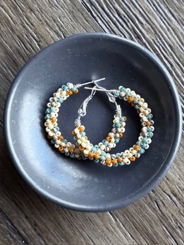 Large beaded Hoop Earrings by Jenn Carman