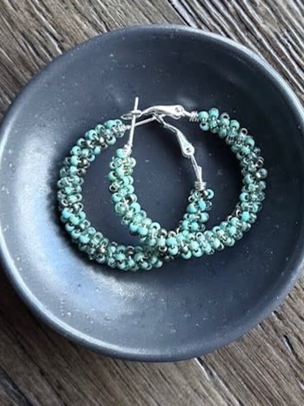 Large Beaded Hoop Earrings by Jenn Carman