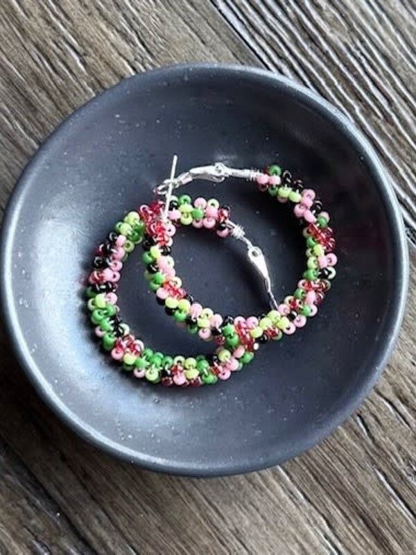 Large Beaded Hoop Earrings by Jenn Carman