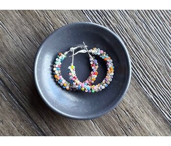 Large Beaded Hoop Earrings By Jenn Carman