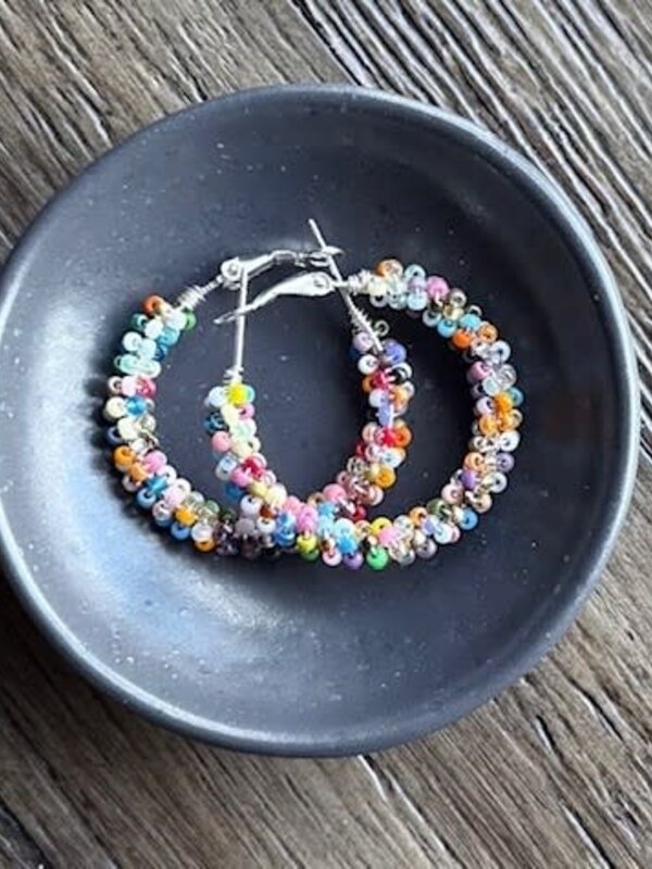 Large Beaded Hoop Earrings By Jenn Carman