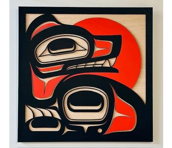 18" Wall Plaque Blood Moon Bear by Raven Wolden