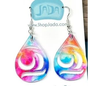 Rainbow Tie-dye Mini Salmodrop Earrings by Jada Creations