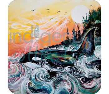 4" Art Coaster Set   Killer Whale Sunset by Carla Joseph