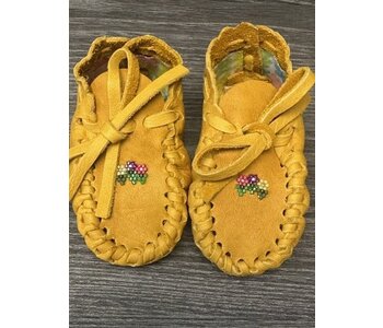 Hand Made New Baby Moccasin with 3 flowers -beading by Dena Leon