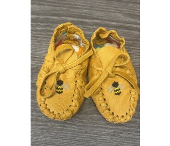 Hand Made New Baby Moccasin with Bee -beading by Dena Leon