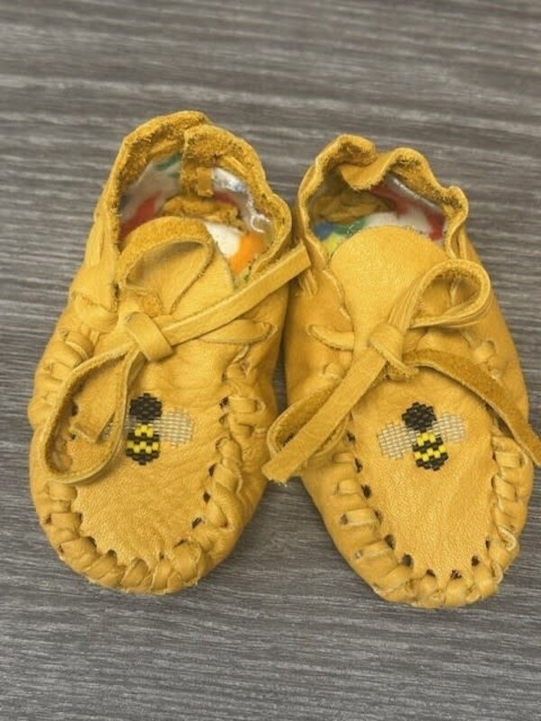 Hand Made New Baby Moccasin with Bee -beading by Dena Leon