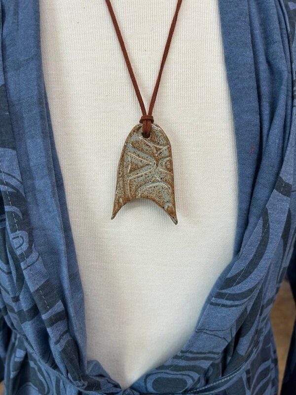 Hand Made Glazed Pottery Pendant by Cynthia Robinson
