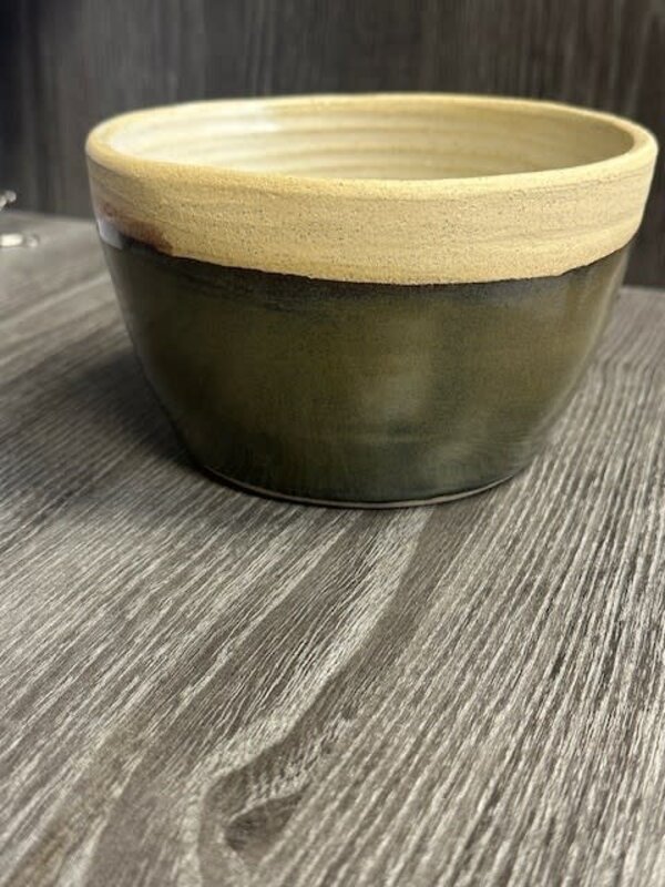 Small Pottery Bowl by Cynthia Robinson - Dark Green / Cream Glaze