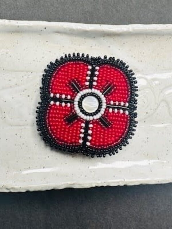 Beaded Poppy with Mother of Pearl 1 by Sheena James