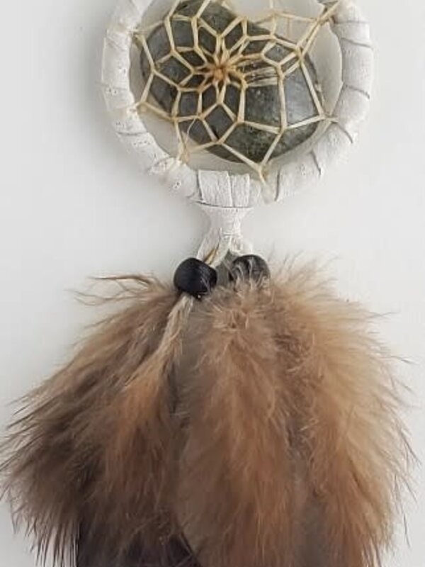 1.5" Grey Dream Catcher Protect the Earth "assorted stones"