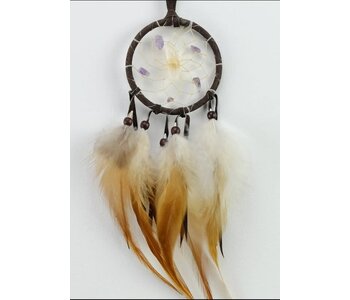 2.5" Dark Brown Vision Seeker Dream Catcher Assorted stones