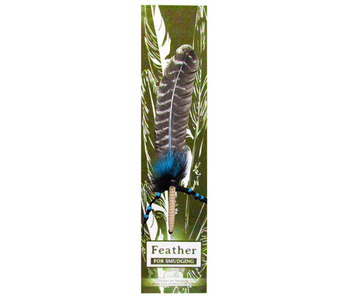 Smudging Feathers Single Leather Wrapped Turkey Beaded Blue