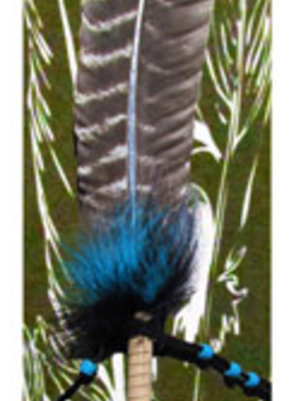 Smudging Feathers Single Leather Wrapped Turkey Beaded Blue
