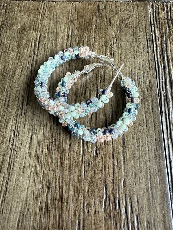 Large Beaded Hoop Earrings by Jenn Carman
