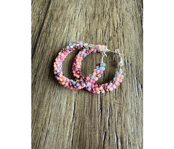Large Beaded Hoop Earrings by Jenn Carman