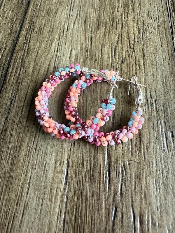 Large Beaded Hoop Earrings by Jenn Carman