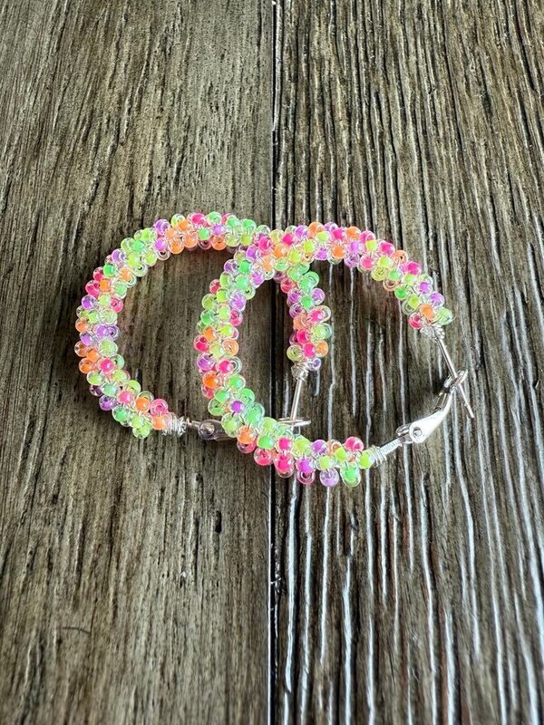 Large Beaded Hoop Earrings by Jenn Carman