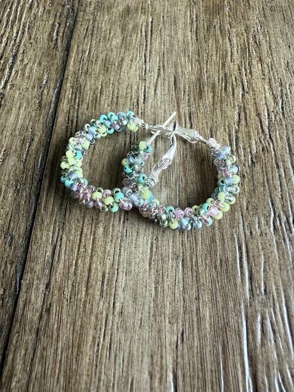 Small Beaded Hoop Earrings By Jenn Carman