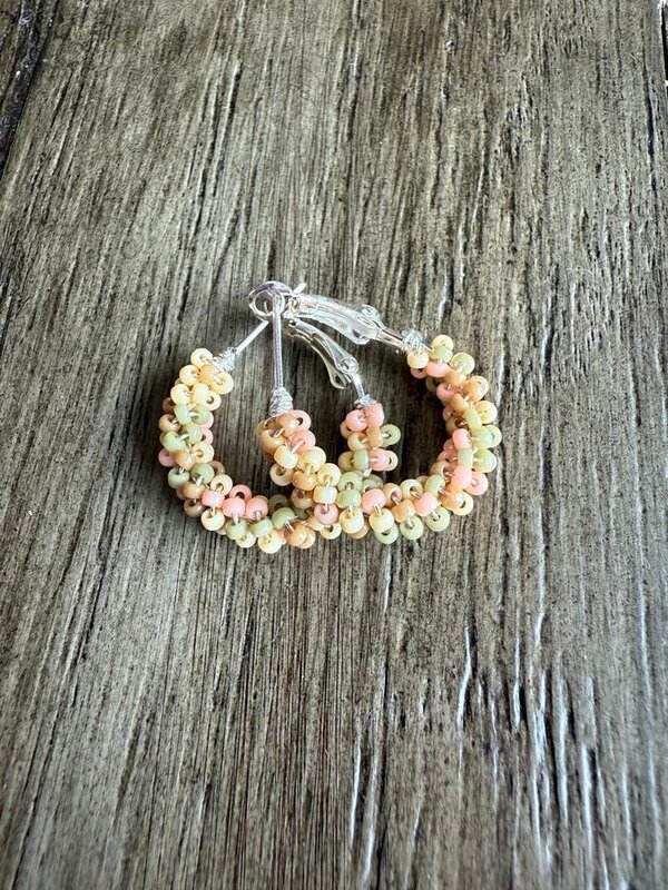 Small beaded Hoop Earrings by Jenn Carman