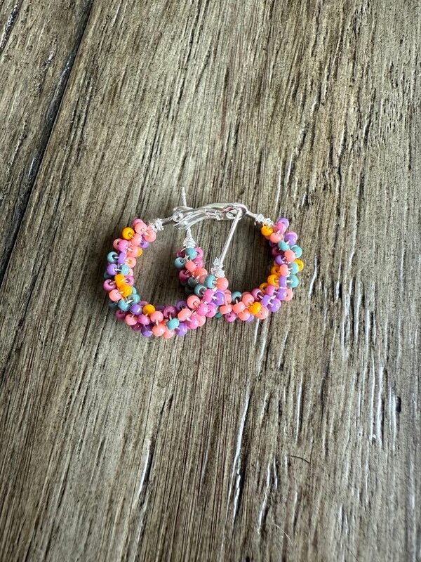 Small beaded Hoop Earrings by Jenn Carman