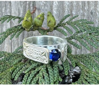 Hand Carved Resurrection Ring with Wolf  by Richard Lang - size 9