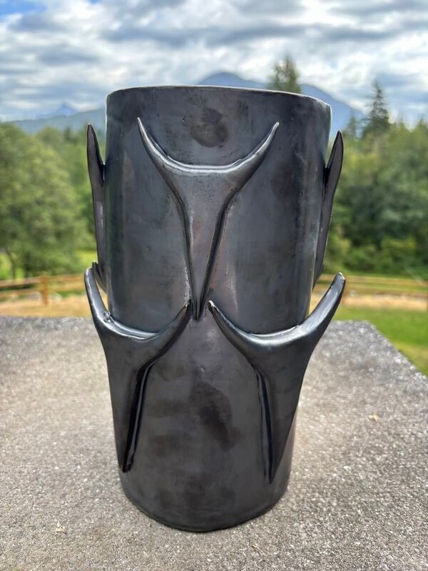 Cynthia Robinson Pottery - Large Trigone Vase in metal grey glaze