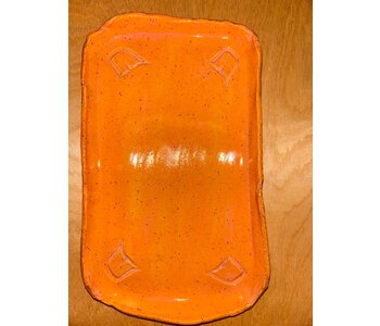 Cynthia Robinson Pottery - Footed Rectangle Plate w Pumpkin glaze