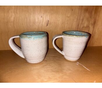 Pottery by Cynthia Robinson - White mug with aqua inside