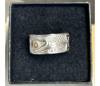 Silver Carved Ring by Richard Lang - Hummingbird size 10