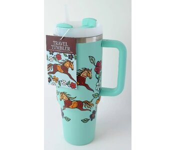 40oz Travel Tumbler Horses by Storm Angeconeb